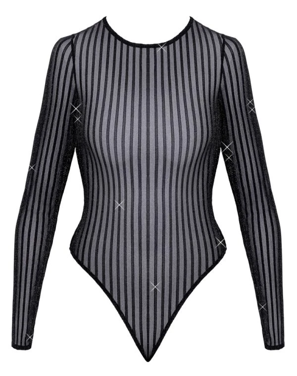 Fantasy by Cottelli Langarm-Body Streifenlook S-L schwarz