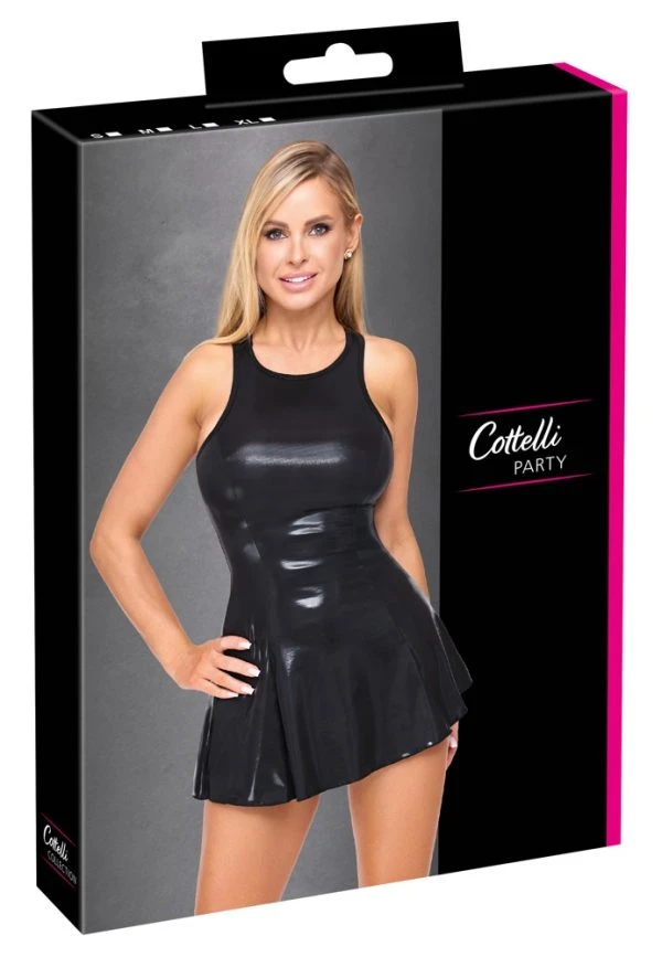 Cottelli PARTY Glanzkleid Wetlook Minikleid schwarz