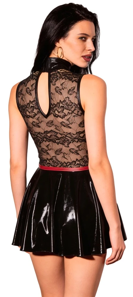 Cottelli PARTY Minikleid Wetlook schwarz/rot
