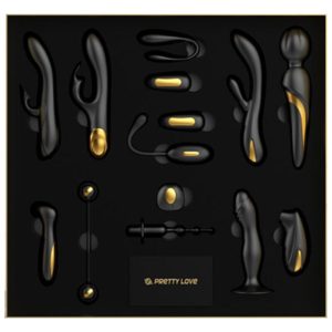 High Tech Pretty Love Queens Luxury Collection 12-delige Toy-set met gouden versiering High Tech Pretty Love Queens Luxury Collection 12-delige Toy-set met gouden versiering - Afbeelding 1