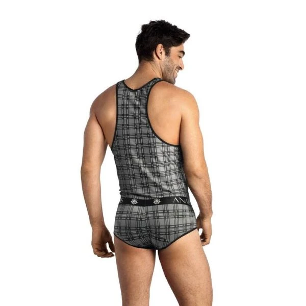 Anais MEN Accesories Balance Top mouwloos shirt in ruitoptiek
