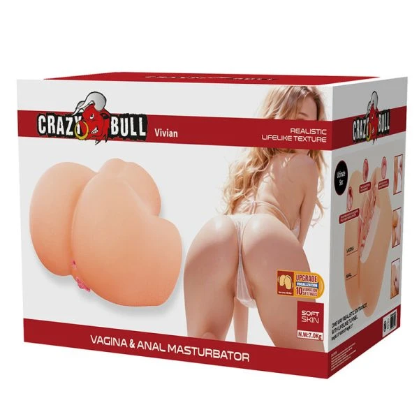 Crazy Bull Vivian Masturbator met dubbele vaginale en anale toegang, 10 vibratiestanden