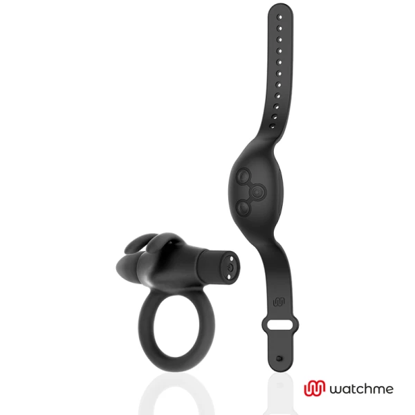 Black&silver Agron Cockring-Vibrator mit Fernbedienung und Uhr