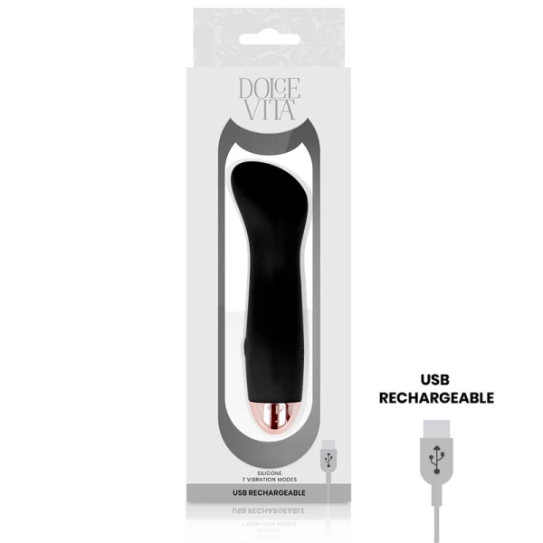 Dolce Vita oplaadbare minivibrator met 7 standen, zwart
