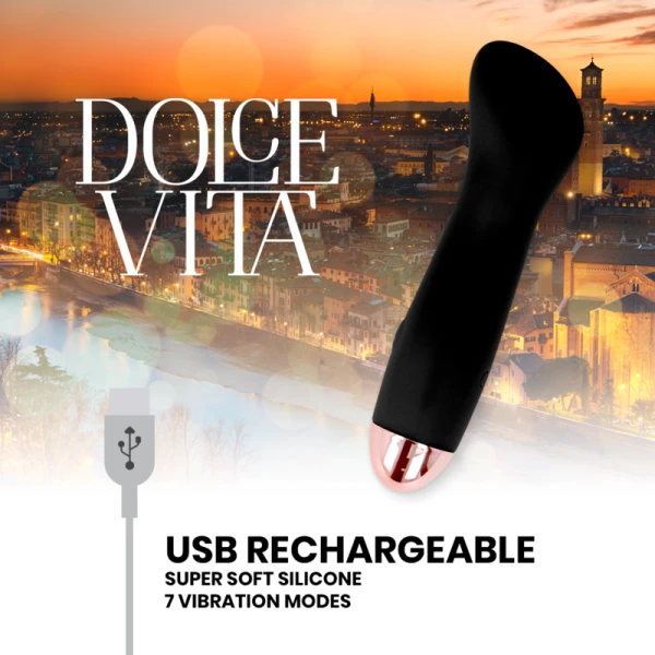 Dolce Vita oplaadbare minivibrator met 7 standen, zwart