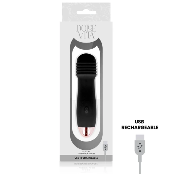 Dolce Vita Opvangvibrator Drie Zwart, oplaadbaar met 7 standen