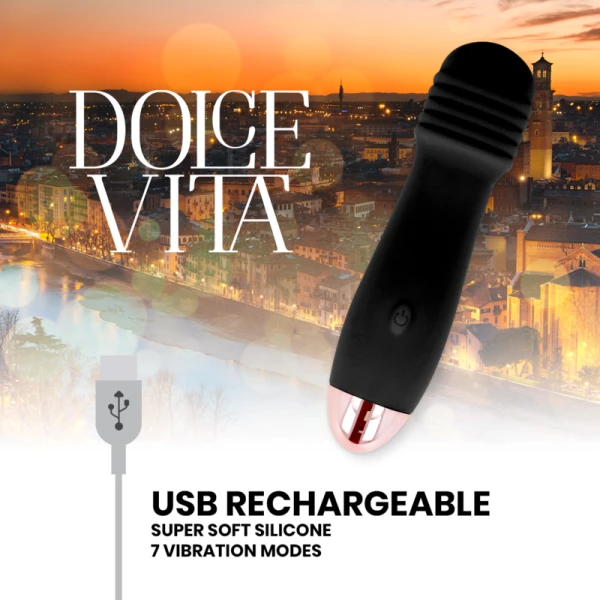 Dolce Vita Opvangvibrator Drie Zwart, oplaadbaar met 7 standen
