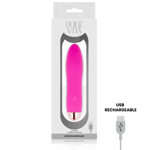Dolce Vita oplaadbare minivibrator Vier Roze 7 snelheden 13 cm Dolce Vita oplaadbare minivibrator Vier Roze 7 snelheden 13 cm