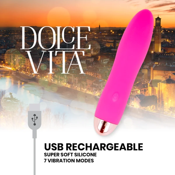 Dolce Vita oplaadbare minivibrator Vier Roze 7 snelheden 13 cm Dolce Vita oplaadbare minivibrator Vier Roze 7 snelheden 13 cm
