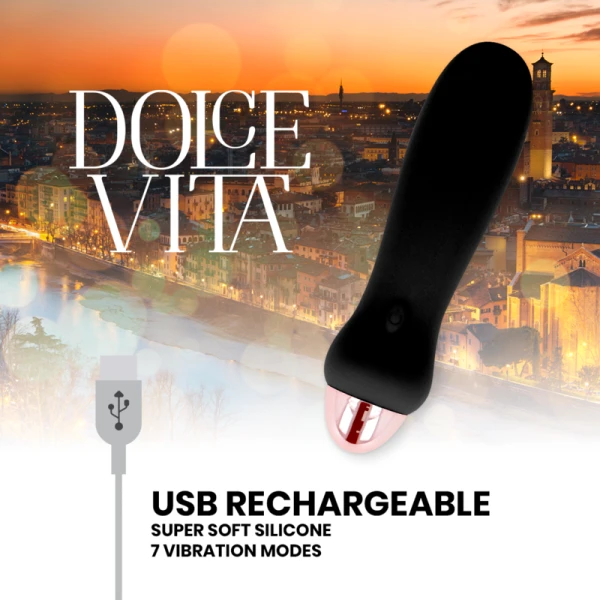 Dolce Vita oplaadbare minivibrator Vijf zwart, 7 standen Dolce Vita oplaadbare minivibrator Vijf zwart, 7 standen