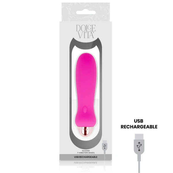 Dolce Vita wiederaufladbarer Minivibrator Fünf aus Silikon, 7 Modi, rosa Dolce Vita wiederaufladbarer Minivibrator Fünf aus Silikon, 7 Modi, rosa
