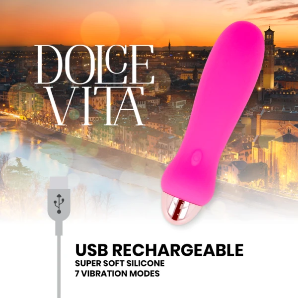 Dolce Vita wiederaufladbarer Minivibrator Fünf aus Silikon, 7 Modi, rosa Dolce Vita wiederaufladbarer Minivibrator Fünf aus Silikon, 7 Modi, rosa