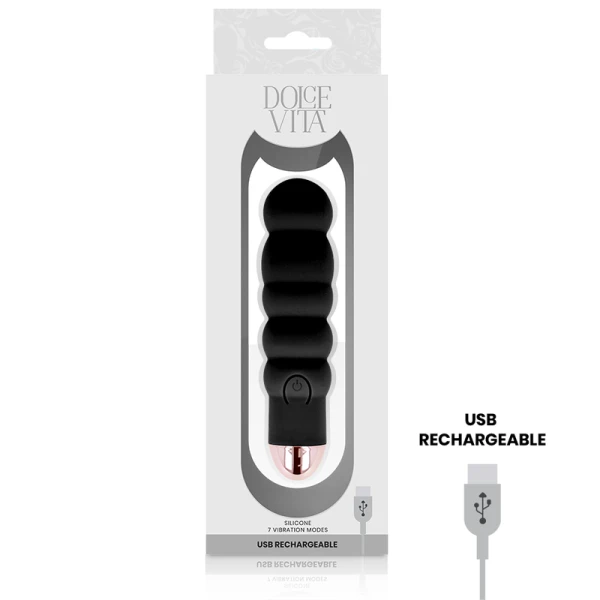 Dolce Vita Minivibrator Zes Zwart, oplaadbaar, 7 standen