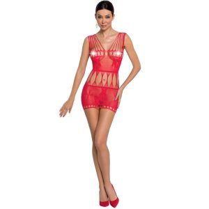 Passion Woman Bodystocking minijurk BS090 rood, één maat Passion Woman Bodystocking minijurk BS090 rood, één maat - Afbeelding 1