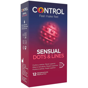Control Condoms Kondome Sensual Dots & Lines, 12 stuks Control Condoms Kondome Sensual Dots & Lines, 12 stuks - Afbeelding 1