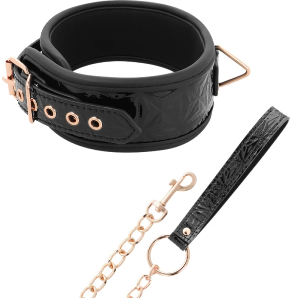 Begme Fetish Games vegan leren halsband met metalen ketting