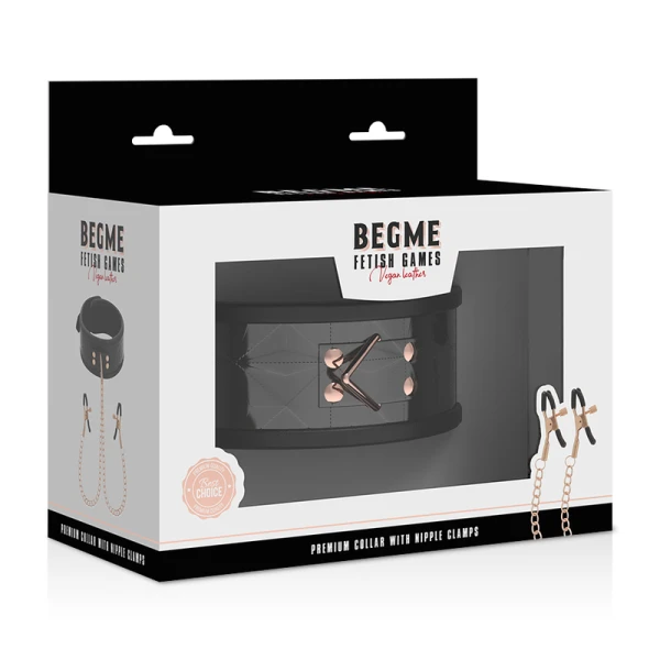 Begme Black Edition Halsband met tepelklemmen van neopreen Begme Black Edition Halsband met tepelklemmen van neopreen
