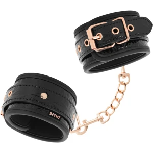 Begme Fetish Games vegan leather handcuffs Black Edition