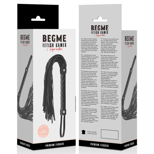 Begme Black Edition vegan leren zweep Flogger