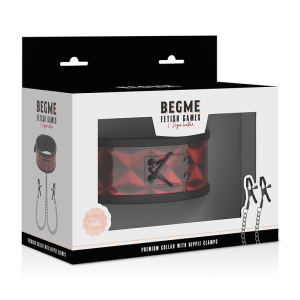 Begme Fetish Games Halsband met Nippelklemmen RED Edition Neopreen Begme Fetish Games Halsband met Nippelklemmen RED Edition Neopreen - Afbeelding 7
