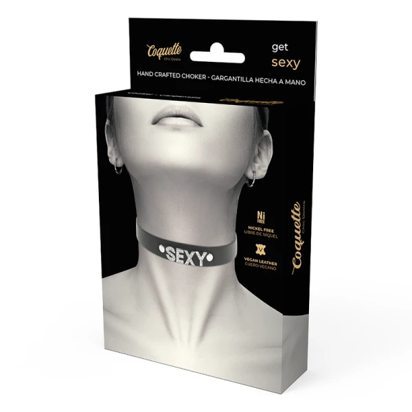 Coquette Accessories vegan leren halsband Desire zwart