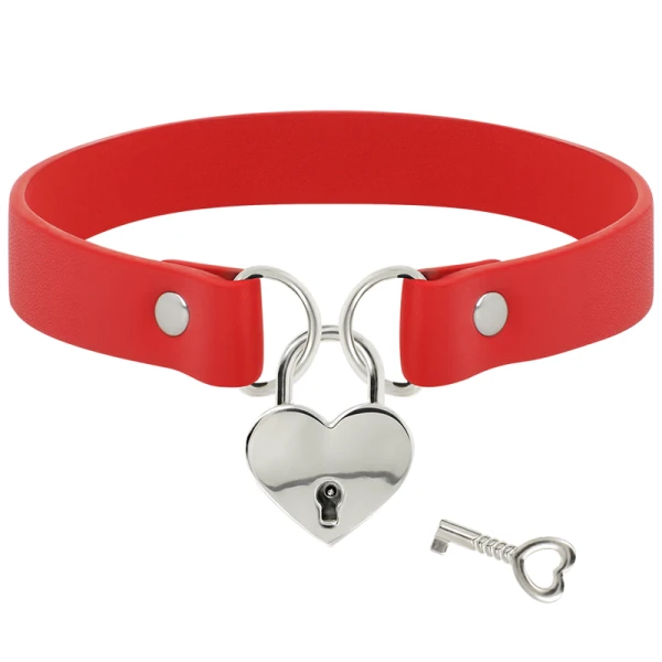 Coquette Accessories Fetisj-halsband van veganistisch leer met hart-hanger