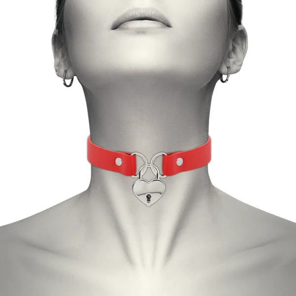 Coquette Accessories Fetisj-halsband van veganistisch leer met hart-hanger