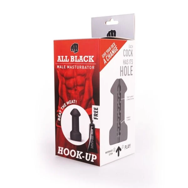 ALL Black Masturbator Hook Up met pijpbeurtgevoel 17 cm ALL Black Masturbator Hook Up met pijpbeurtgevoel 17 cm