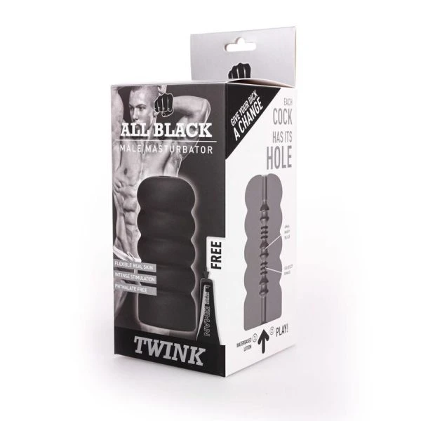 ALL Black Masturbator Twink met spiraalontwerp, 17 cm