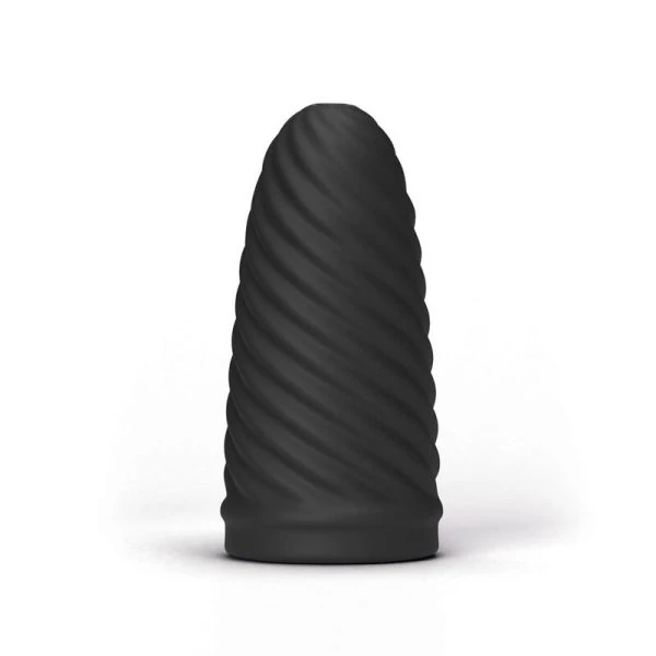 ALL Black Masturbator Loop-Model met geribbeld ontwerp 17 cm