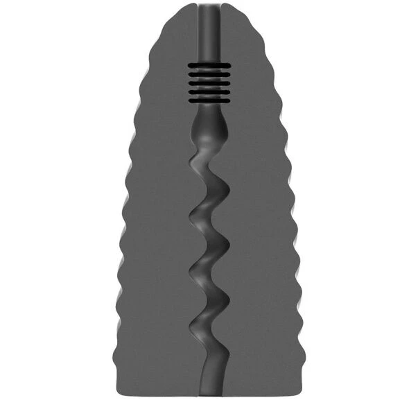 ALL Black Masturbator Loop-Model met geribbeld ontwerp 17 cm