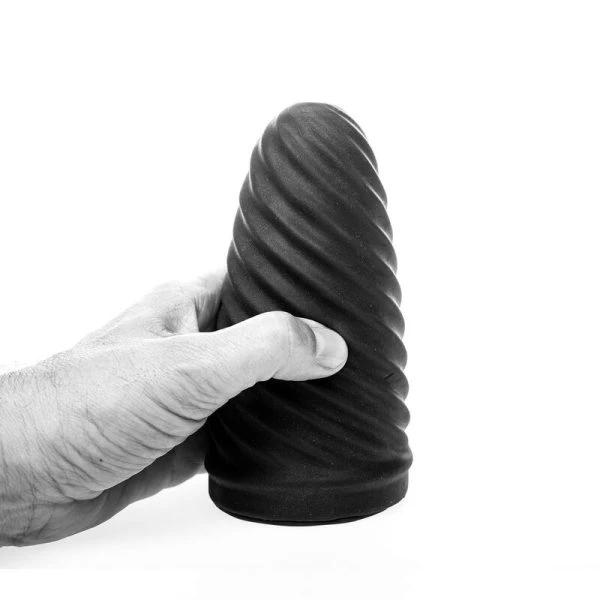 ALL Black Masturbator Loop-Model met geribbeld ontwerp 17 cm