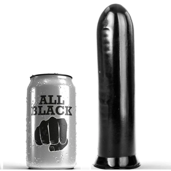ALL Black Dildo met gladde textuur, zwart