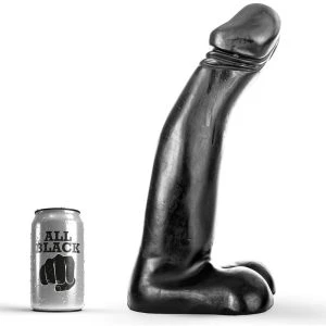 ALL Black Realistische Vastvuistdildo met Ballen zwart