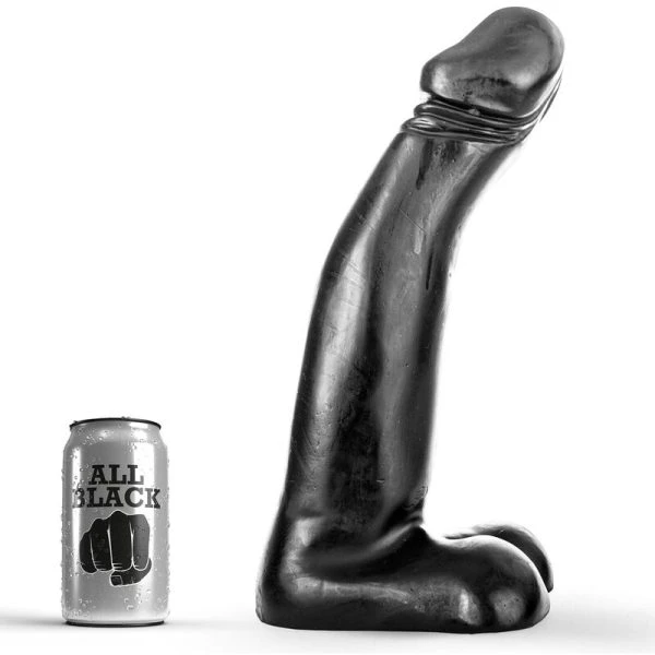 ALL Black Realistische Vastvuistdildo met Ballen zwart