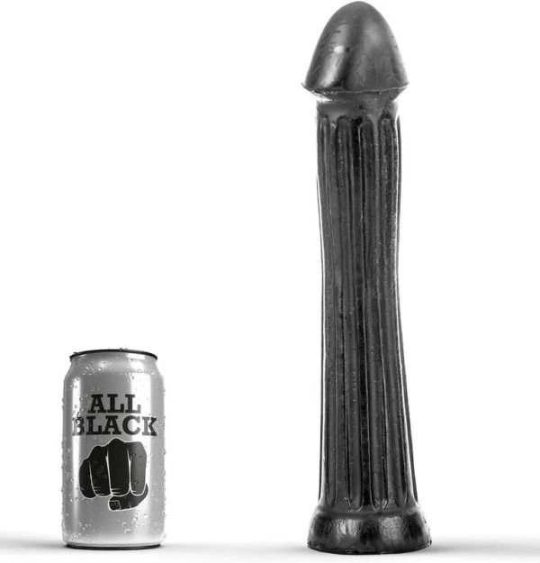 ALL Black Plug-Dildo met ribbels, 31 x 6 cm