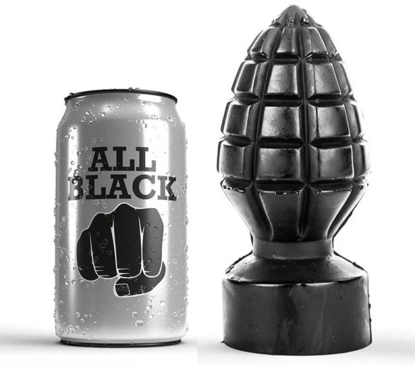ALL Black Anaalplug Handgranaatvorm 14x6 cm