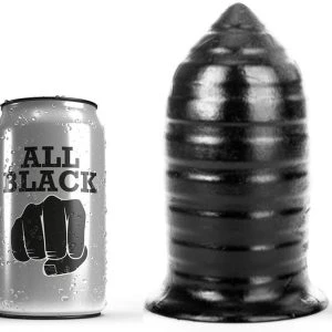 ALL Black Anal Plug with Ribbed Structure 14 cm Insertable Length