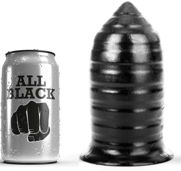 ALL Black Anale plug met ribbelstructuur 14 cm inbrengbare lengte
