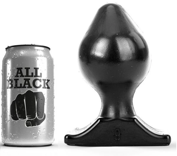 ALL Black Anale plug met flexibele dop, PVC