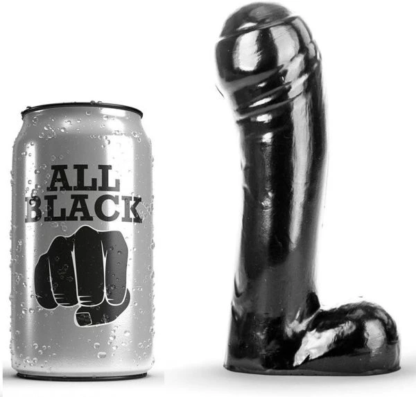 ALL Black Dildo met brede kop en smalle schacht