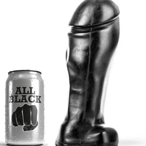 ALL Black Dildo mit Hoden, breite Zehe 22 x 8 cm