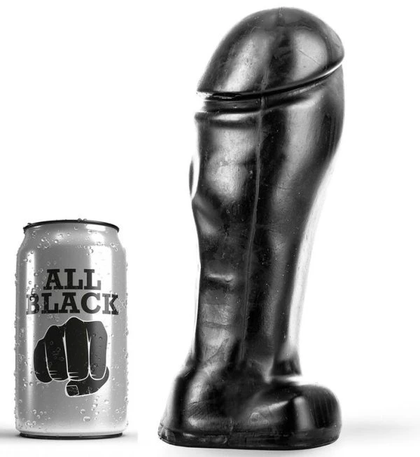 ALL Black Dildo mit Hoden, breite Zehe 22 x 8 cm