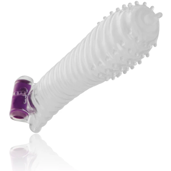 Ohmama gestructureerde penisomhulsel met vibrerende bal, 15 cm