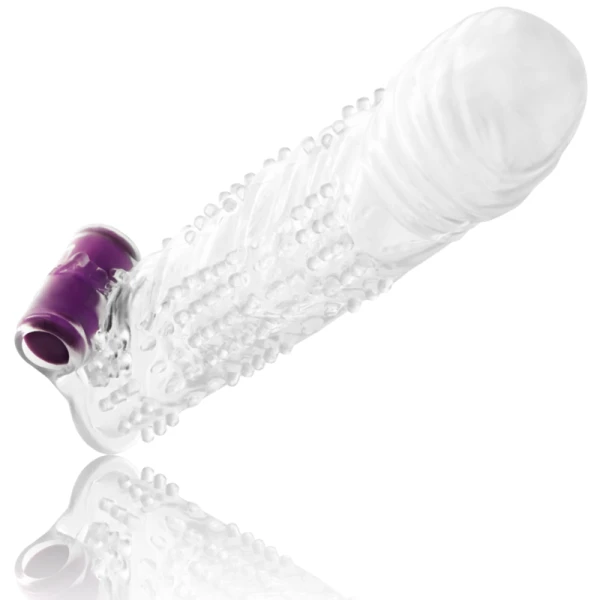 Ohmama gestructureerde penis-sleeve met vibrerende bal, 13 cm