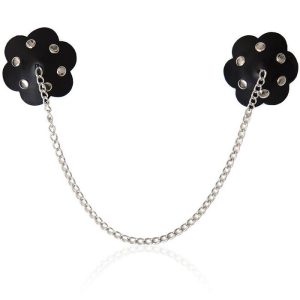 Ohmama Fetish Bloemblaadje-nippelversiering met ketting, zwart Ohmama Fetish Bloemblaadje-nippelversiering met ketting, zwart - Afbeelding 1