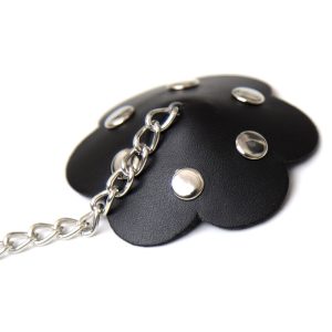 Ohmama Fetish Bloemblaadje-nippelversiering met ketting, zwart Ohmama Fetish Bloemblaadje-nippelversiering met ketting, zwart - Afbeelding 2