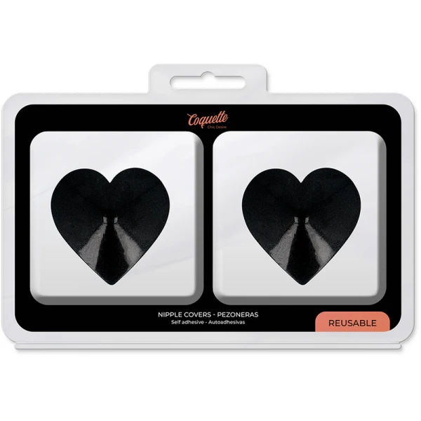 Coquette Accessories Nippelabdeckungen met zwarte hartjes, herbruikbaar
