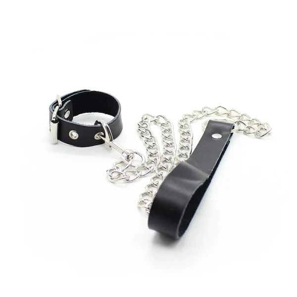 Ohmama Penis-Halskette und Lederarmband mit Metallkette
