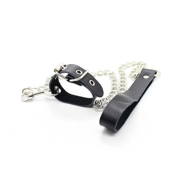 Ohmama Penis-Halskette und Lederarmband mit Metallkette